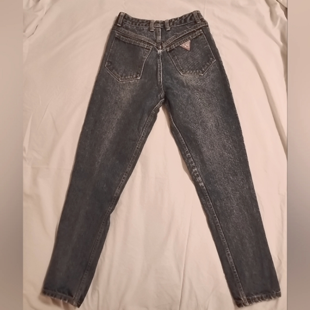 Vtg 80s 90s GUESS High Waist Taper Zip Ankle Jeans Women USA 29 Mom Blue Classic